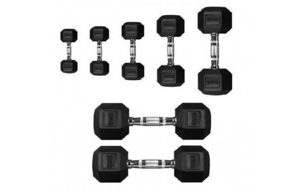 Гантель 22,5кг Perform Better Rubber Encased Hex Dumbbells 4137-22.5\BK-22-00 600_380