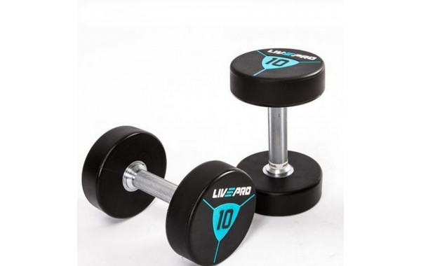 Гантели в уретане 16 кг Live Pro Premium Urethane Dumbbells LP8000-16 600_380