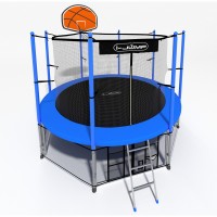 Батут i-Jump Classic Basket 8FT 244 см с нижней сетью и лестницей синий