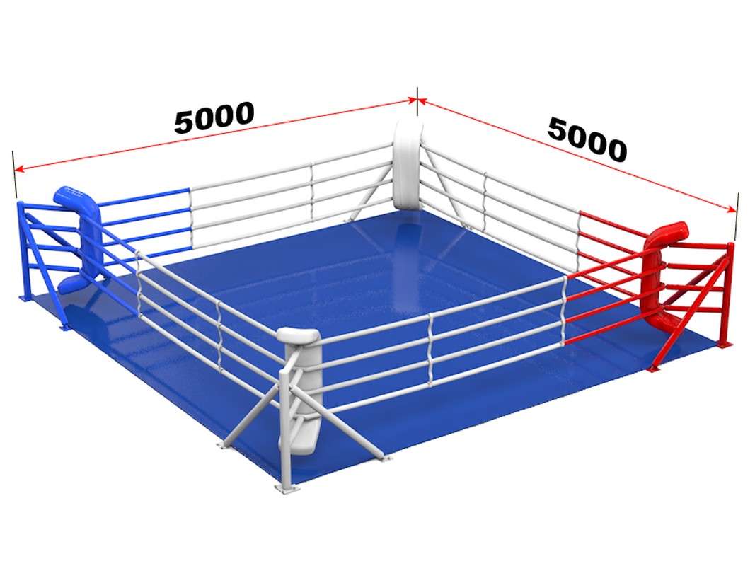Ринг боксерский Glav 5х5 м на упорах, боевая зона 4х4 м 5.301.1 1067_800