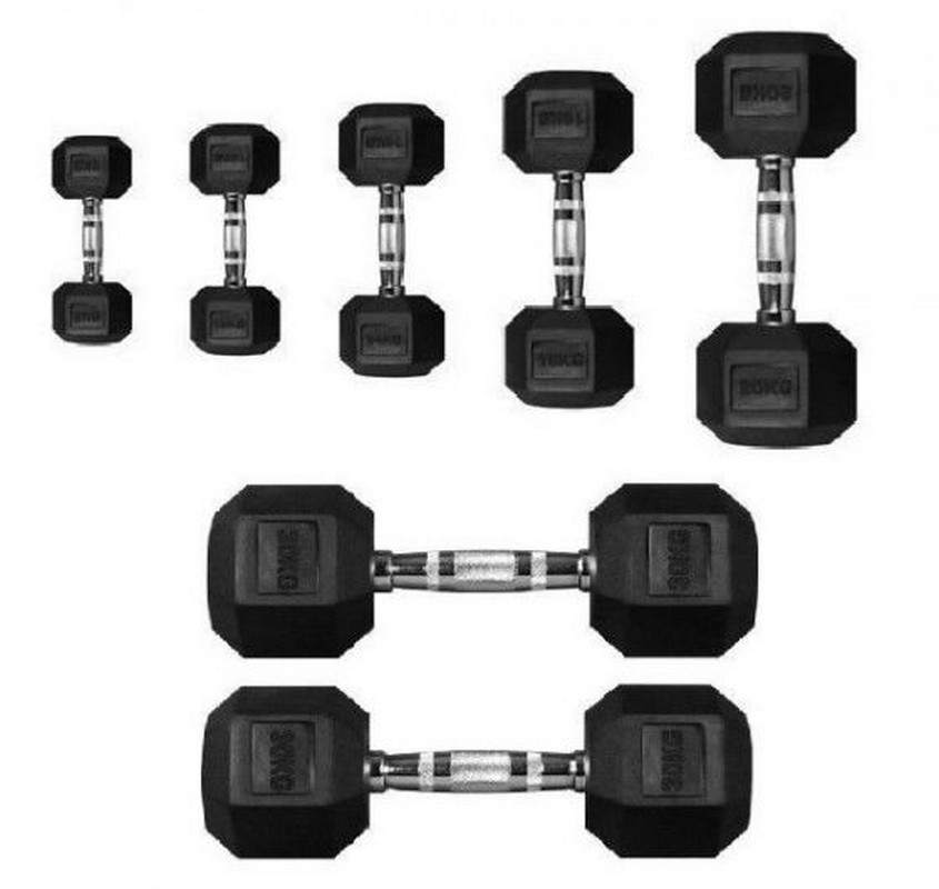 Гантель 17,5кг Perform Better Rubber Encased Hex Dumbbells 4137-17,5\BK-17-00 845_800