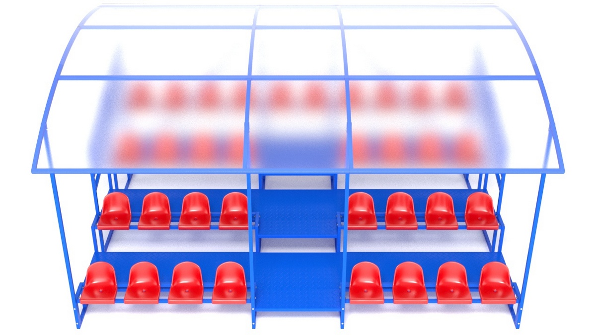 Трибуна с навесом, с ограждением, 4-х рядная Glav 20.014 1200_675