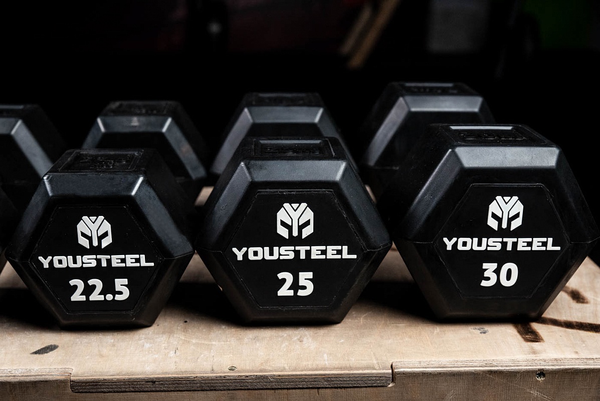 Гантель обрезиненная YouSteel HEX DB 15 кг 1197_800