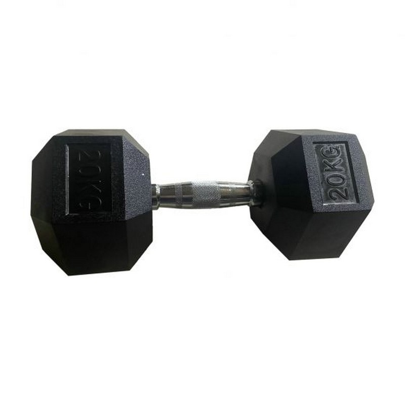 Обрезиненная гексагональная гантель 20кг Inex Hex Dumbbell TF-D2017-20 черный 800_800